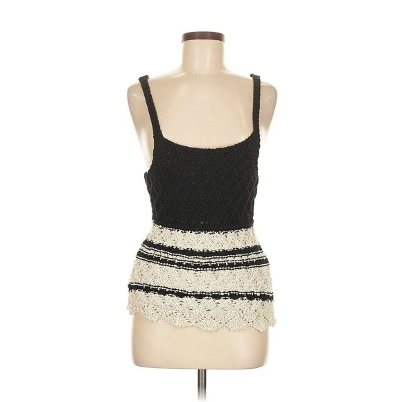 Zara Black Cream Crochet Top Medium NWT - Picture 1 of 6